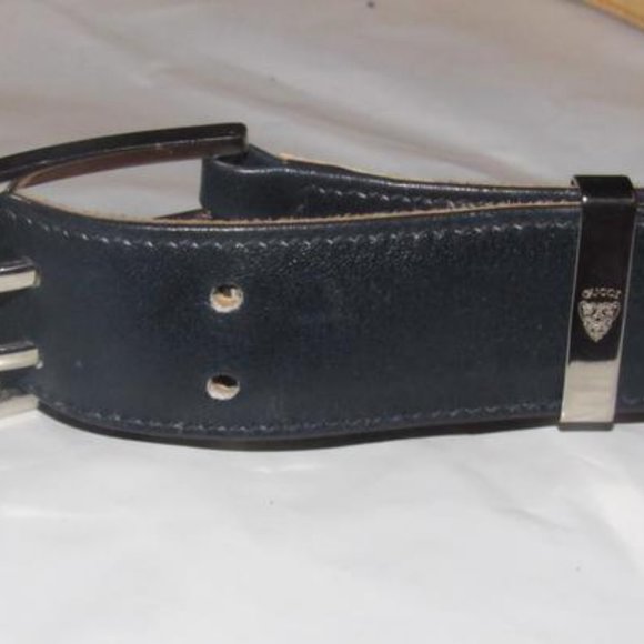 Vintage Early Gucci Navy Blue Chrome Buckle main image 5